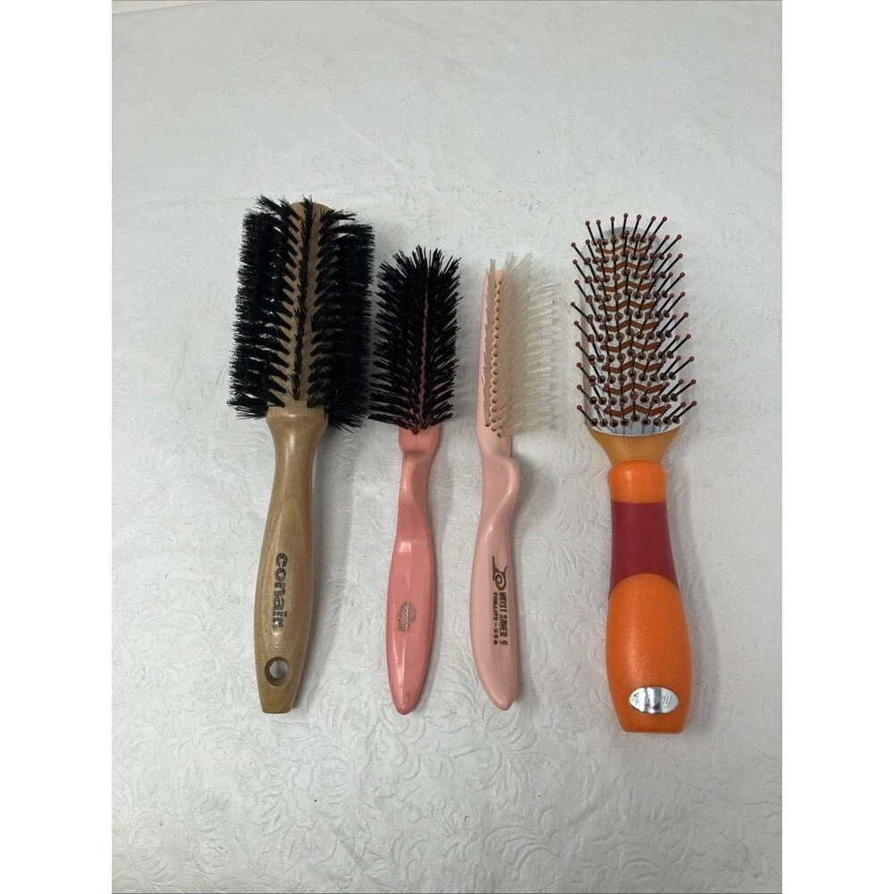 Vintage Hair Brush Lot Of 4 Goody Conair Phillips 70s 80s